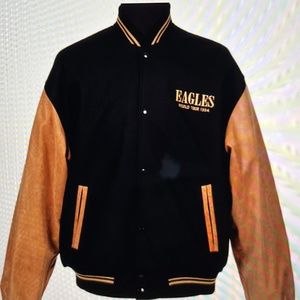 Eagles band World Concert Tour suede /wool jacket RARE SZ L black/tan